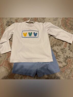 Smocked Mickey Mouse ears long sleeve set